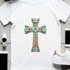 A high-resolution, transparent PNG image of a simple crucifix icon with floral details.