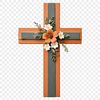 High-Resolution Crucifix Icon Design A transparent PNG image of a simple cross with floral details on its arms.