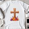 A high-resolution transparent PNG image of a simple cross with floral details.