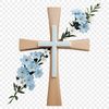 Transparent PNG image of a cross with intricate details and clear background.