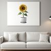 High-Res Flower PNG with Clear Background Large high-resolution transparent png image of a single sunflower in a flower pot on a clear background.