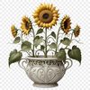 A high-resolution transparent PNG image of a single sunflower in full bloom, placed on a clear background.