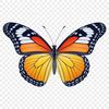 A transparent PNG image of a colorful butterfly against a clear background.