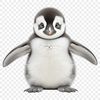 A small, adorable penguin chick standing on the ice, perfect for personal or commercial use as a sublimation template.