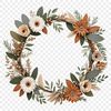 Sublimation Friendly Transparent Wreath Clip Art A floral wreath made from various flowers, ideal for sublimation printing or as a clip art template.