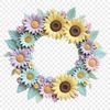 A high-resolution floral wreath with clear background, designed for sublimation printing or DIY projects.