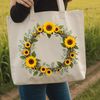 Vibrant Sunflower Wreath PNG A floral sunflower wreath with a clear background.