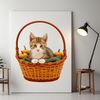A transparent PNG image of a woven kitten basket with a clear background.
