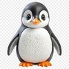 A close-up image of a baby penguin standing on the ice with clear background.
