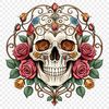 A transparent PNG skull image with a clear background, suitable for commercial or personal use in various designs.