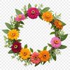 Beautiful Flower Wreath PNG Design A floral wreath composed of various flowers and foliage on a transparent background.