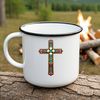 Beautiful White Cross with Floral Pattern A clear white cross with a simple floral pattern on its body.