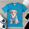 A colorful illustration of a happy puppy suitable for sublimation and print quality use in web design and DIY projects.