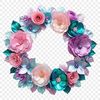 A floral wreath made up of colorful flowers, suitable for commercial or personal use as a template in creative applications.
