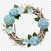 Layered Flower Wreath Design A high-resolution floral wreath made up of layered flowers on a transparent background.