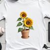 Large Flower Illustration PNG A large sunflower in full bloom, set against a clear background.