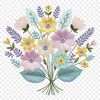 A bouquet of colorful flowers arranged in a decorative style, suitable for various creative projects.