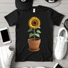 Large High Resolution Flower PNG A high resolution PNG image of a single large sunflower in a flower pot against a clear background.