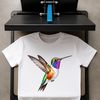 Vibrant Bird on a Floral Perch A colorful bird with iridescent feathers perched on a flower.