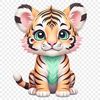 A high-resolution illustration of a large tiger on a transparent background.