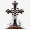 A simple cross with a floral motif is depicted in this high-resolution PNG image.