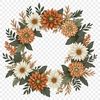 Free Flower Wreath Clipart A floral wreath made from various flowers in a circular shape with a clear background.