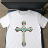 Transparent Cross Design with Flowers A simple transparent cross with floral accents.