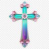 A beautiful cross with floral patterns A transparent high-resolution PNG image of a simple cross with floral patterns.