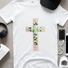 High-Res Crucifix Graphic A high-resolution illustration of a cross with floral details for personal and commercial use.