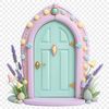 Colorful Fairy Door Clip Art A transparent PNG image of a whimsical fairy door with a clear background, suitable for various creative projects.