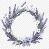 Transparent Wreath Design A floral wreath with flowers arranged in a circular pattern on a transparent background.