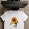 High-Res Floral Illustration A high-resolution PNG image of a sunflower in a flower pot with a clear background.