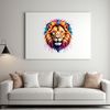 Golden Feline Portrait A large, golden-furred lion with a regal expression, set against a clear transparent background.