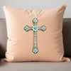 Simple Cross Design with Floral Pattern A simple white cross with a floral pattern, suitable for various applications including print and digital media.