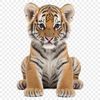 A high-resolution PNG image of a tiger in a transparent background format.
