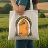 A detailed illustration of a miniature fairy door with intricate details, suitable for commercial or personal use.