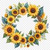 Clear Background Flower Garland PNG A floral sunflower wreath with a clear background, suitable for commercial and personal use.