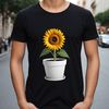 Beautiful Sunflower PNG Image A high-resolution transparent PNG image of a single sunflower in a flower pot with a clear background.