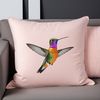 Colorful Hummingbird on Flower A small, colorful bird with iridescent feathers and long beak perched on a flower.