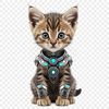 Whiskered Furry Friend Portrait A high-resolution image of a small kitten with a clear background.