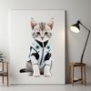 Cute Kitten Silhouette on Transparent Background A small, cute domestic cat kitten sitting on a surface with a clear background.