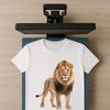 Yellow Lion Head Graphic A large, yellow-lion head with a clear background, suitable for high-resolution print projects.