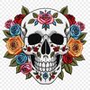 A close-up image of a skull with intricate details, suitable for sublimation printing or as a clipart.