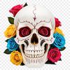 A transparent PNG skull with a clear background, suitable for sublimation printing or DIY projects.