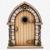 Whimsical Miniature Entrance A colorful illustration of a miniature door with intricate details, perfect for custom printing or digital designs.
