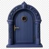A transparent PNG image of a whimsical fairy door with intricate details, suitable for commercial and personal projects.