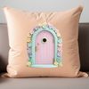 Miniature Fairy Entrance A transparent illustration of a small, intricately designed fairy door with a clear background.