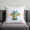 A colorful digital illustration of a mythical creature with wings and a long tail.