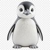 A small penguin chick standing on the ice.