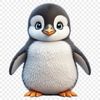 A small, fluffy penguin chick stands on a clear background, ready for sublimation printing or other creative uses.
